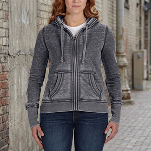 Sudadera con Capucha de Alta Calidad, 500gsm, Gruesa, con Cierre, para Mujer, Forro Polar, Transpirable, Mezcla de Algodón, Diseño con Hombros Caídos, Corte Holgado - Product Image 4