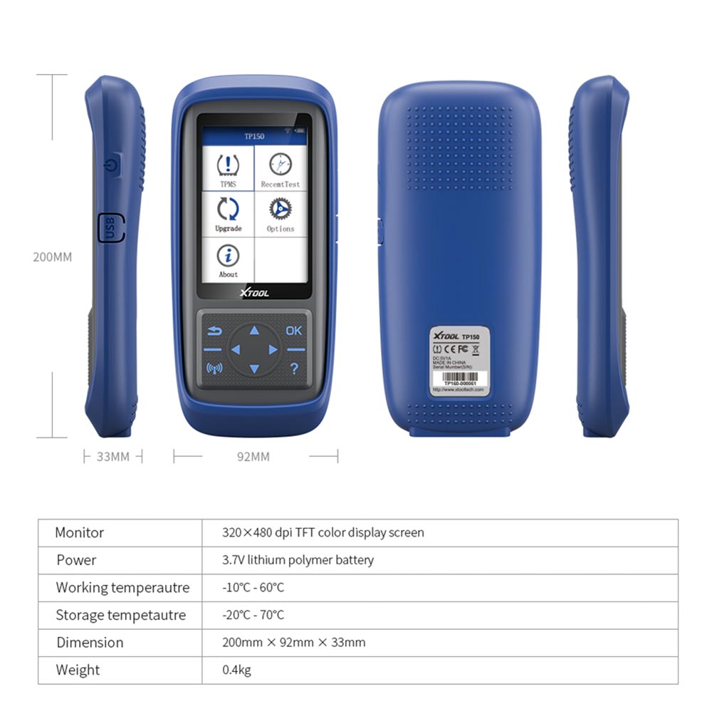 Система контроля давления в шинах 2023 Xtool TP150 OBD2, сканер TPMS с 315 и 433
