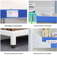 Étagère à médicaments en métal blanc à double face ouverte pour cliniques, hôpitaux, pharmacies externes, organisation de la propreté, présentoir