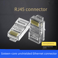 DENIXI RJ45 8P8C Connecteur réseau monobloc non blindé, tête de cristal 8p8c plaquée or, connecteur réseau large bande non blindé