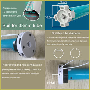 Motor Tubular Inteligente WiFi MYQ Tuya de 38 mm para Persianas Enrollables, 1.3NM, Batería de 3200 mAh, Control Inalámbrico por Aplicación, para Oficina y Hotel - Product Image 3
