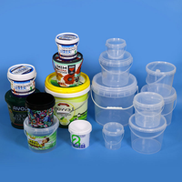 Seau en plastique alimentaire recyclable avec poignée 1L 2L 2,5L 3L 4L 5L 10L Seau en plastique alimentaire transparent avec couvercle