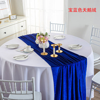 Nappe de table en tissu velours doux de 120 pouces (3 m) pour réception de mariage luxueuse, couleur rose poudré