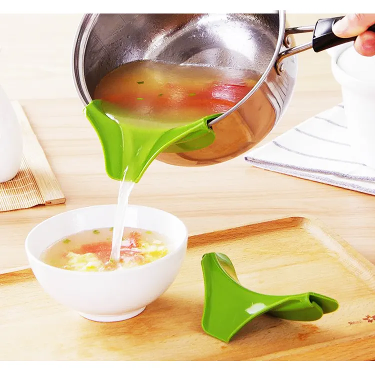New Design Kitchen Gadget Tools Leak Proof Pour Silicone Funnel For Soup Oil Deflector Cooking Tool Easy To Clean Tools Kitchen