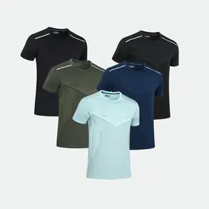 Custom Respirável Fitness T-tops Imprimível Secagem Rápida Em Torno Do Pescoço T Shirt Homens Mangas Curtas Slim Fit Ginásio Muscular Fitness Camisas