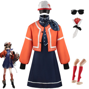 Costume de cosplay Star Antimony : Veste orange, robe marine, chapeau, écharpe, lunettes de soleil, accessoire pomme, chaussettes rouges pour jeu de rôle anime - Product Image 1