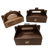 Boîte à pâtisserie effet dorure à chaud, boîte en carton doré, boîte cadeau haut de gamme, emballage en carton doré pour friandises avec poignée