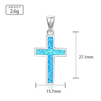 Bijoux en argent 925 enchanteurs pour femmes pendentif croix opale vintage-cadre méticuleusement sculpté présentant des fiançailles en opale