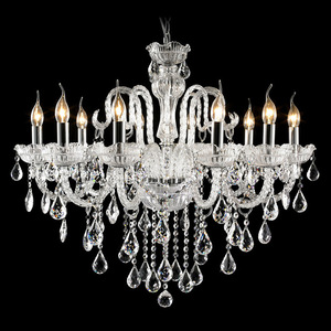 Lustre en cristal avec ampoule E26, base LED blanc chaud 3500K, corps doré, hauteur réglable, luminaire suspendu pour salon, grande taille, à fixer au plafond - Product Image 4