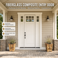 Porte d'entrée moderne en composite blanc avec fenêtre en verre pour villa, vente en gros, livraison directe d'usine