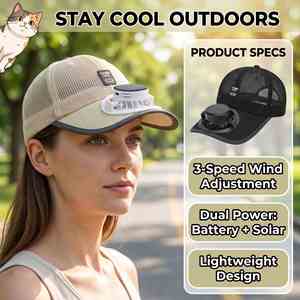 Gorra de Béisbol Moderna Multifuncional con Logotipo Personalizado, Ventilador Solar Recargable por USB, Visera de Protección Solar para Senderismo al Aire Libre - Product Image 3