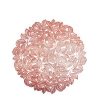 Napperon rond en PVC BOEN écologique de 38 cm avec motif feuille estampé à chaud pour les repas de fêtes, la maison, l'hôtel et les restaurants