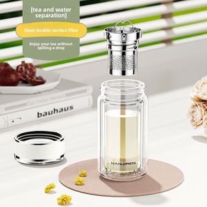 <b>Double</b> <b>Wall</b> Glass Cup for Women Office High Appearance Heat Resistant Portable Insulated Explosion-proof Tea Separation Teacup - Product Image 4