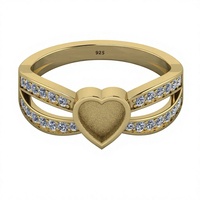 Echter Hochwertiger 925 Sterling Silber Halbmontierter Ring Herzförmige Fassung Harz-Asche-Andenken Einäscherungs-Schmuck Anpassbar