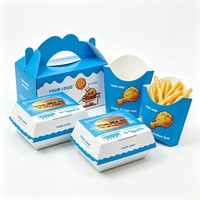 Contenants alimentaires en papier compostables à emporter, mini-boîtes personnalisées pour la restauration rapide, boîtes à emporter pour hamburgers et frites, emballages pour hamburgers