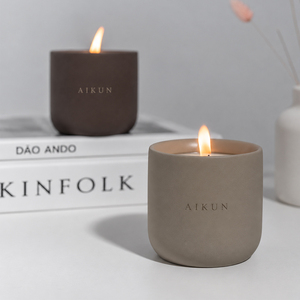 Aikun Mini Amber Ceramic Single Wick Scented <b>Candle</b> <b>Set</b> with Black Screw Lid Assorted Fragrances Direct Factory OEM ODM Bulk - Product Image 1