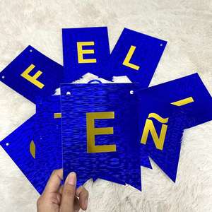 DECORACIONES DE FIESTA BARATAS BANDERINES PARA FELIZ CUMPLEANOS LETRA DORADO LASER - Product Image 3