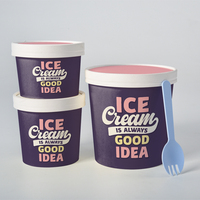 Gobelet à glace en papier écologique avec couvercle, personnalisable avec logo, imperméable, à paroi simple, emballage jetable pour desserts, pots de pintes, vente en gros