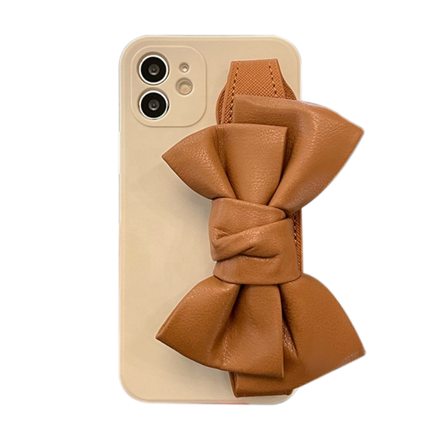 FULINTE Women's Stylish Bow Tie TPU Electroplate Phone Case with Phone Strap for for in -ins Style