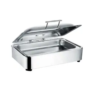 Cheap Price European Style Stainless Round Food Pan Fancy Chefing Dishing Buffet Food For Hotel