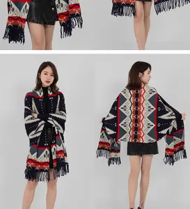 Оптовая продажа, женское Роскошное дизайнерское флисовое Клетчатое одеяло, пончо с кисточками, женские зимние теплые пашминовые шали, кашемировая накидка