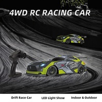 Voiture de course RC 4x4 SJY-S924/S923 1:16 avec lumières LED, 4 canaux, télécommande 20m, pneus en plastique, câble USB et piles incluses