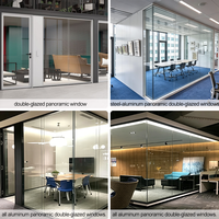 Pared Divisoria Panorámica Moderna de Aluminio de 100 mm con Doble Acristalamiento, Insonorización de 45 dB, Ecológica, para Oficina, Escuela o Comercio