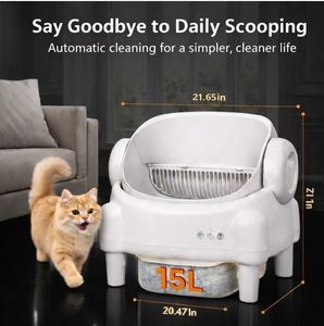 Litière pour chat électrique autonettoyante durable 75L, grande poubelle de 15L, contrôle à distance par application, capteurs de sécurité multicouches, intelligente - Product Image 2