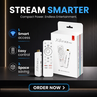 XS97 S3 Pro 14 BT Android 14 Smart TV Stick 4K Quad Core Media Player WiFi 6 BT Voice Remote Terbaru