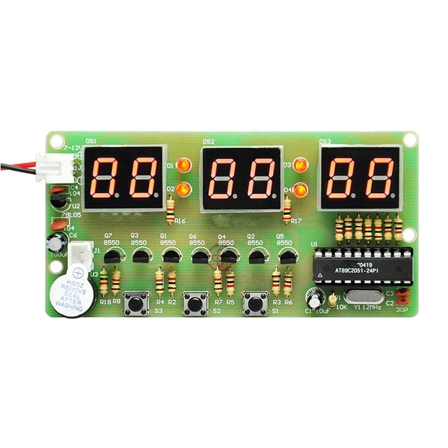 AT89C2051 6 Bit Digital Electronic Clock LED DIY Clock Kits PCB Soldering Practice Learning Board