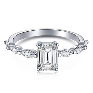 Dylam Smart Jewelry Factory Sterling Silver 5A <b>CZ</b> Marquise Stone 1.0ct D VVS1 Moissanite Main Stone Wedding Engagement <b>Rings</b> - Product Image 1