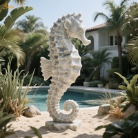 Décoration publique extérieure Grand marbre sculpté Hippocampe Animal Décor Statues Hippocampe géant Sculpture en marbre blanc à vendre sur mesure