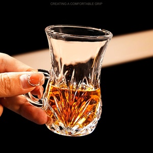 Ensemble créatif de tasses et soucoupes à café turc, tasse à thé en verre de style européen, petite tasse à boisson chaude pour la maison et les cafés - Product Image 6
