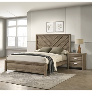 Contemporary Two <b>Drawer</b> Nightstand Wooden <b>Storage</b> Light Brown Warm Wood Finish Bedroom Furniture - Product Image 5