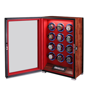 Eduin Wholesale Custom Luxury Transparent 12 <strong>Rotating</strong> <strong>case</strong> High End Quality Wood <strong>Display</strong> Stand Cabinet <strong>Watch</strong> Winder Box - Product Image 4