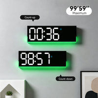 Reloj de Pared Electrónico Digital LED, Grande, con Calendario, Luz Ambiental Nocturna, Decoración para Auto, Estilo Neon