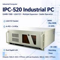 IPC-520 4U Rack Mount Industrial PC Chipset H110 4PCI 3PCIe 6 Port Serial Dual Gigabit LAN Komputer Industri