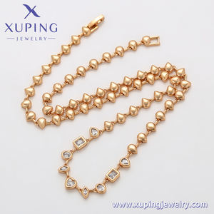 XUPING Collar de Cadena con Cuentas de Corazón de 6MM y Circonitas, Chapado en Oro de 18K, Acero Inoxidable, Joyería Minimalista - Product Image 3