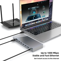 Base de Conexión USB C 16 en 1 con Triple Pantalla, 3 HDMI 4K, 100W PD, Ethernet Gigabit, Lector de Tarjetas SD y TF para MacBook y Laptops Windows