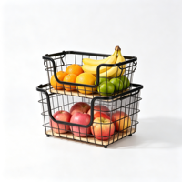 Panier à fruits à 2 niveaux en métal pour comptoir, panier de rangement pour garde-manger et stockage alimentaire
