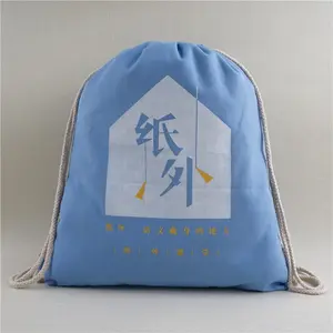 Blue Cotton Canvas Kordel zug Rucksack Tasche, Kordel zug kleine Tasche für Schule und Kinder