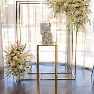 Durable Iron Wedding Arch <b>Stand</b> Gold Floral Metal Arched Balloon Frame <b>Backdrop</b> Wedding Decorative Accessory - Product Image 1