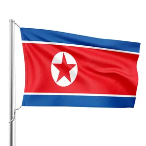 Flagnshow high end cetakan 3x5 kaki bendera Korea terbang nasional Korea Utara 100% poliester 90x150cm