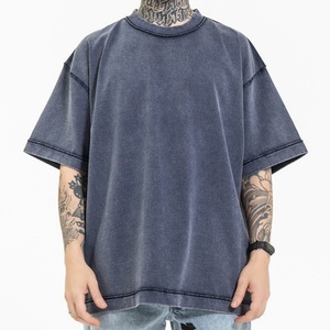 T-shirt pour homme, logo personnalisé, haute qualité, surdimensionné, ample, épaules tombantes, design vintage, lavé - Product Image 1