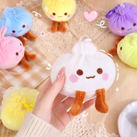Porte-clés en peluche 10 cm, mini pendentif boulette de raviolis, porte-clés en peluche pain vapeur, accessoires de sac cadeau, breloques, porte-clés mascotte