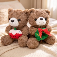 Bouquet de peluches personnalisé en forme de cœur avec fleurs, ours en peluche, cadeau souvenir de Noël