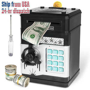Tirelire électronique en plastique pour enfants, mini distributeur automatique de billets, boîte d'épargne sécurisée avec clavier à mot de passe à défilement automatique, jouet bancaire écologique - Product Image 1