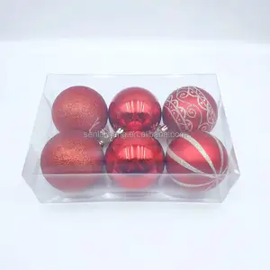 क्रिसमस की गेंदों को सजाने वाले गर्म उत्पाद बड़े प्लास्टिक क्रिसमस चांदी लाल गेंद क्रिसमस ट्री गहने