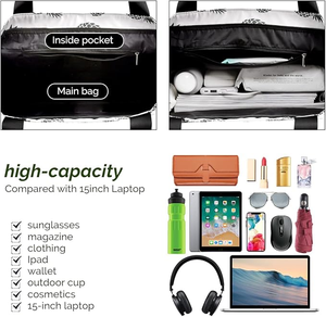 Sac fourre-tout en nylon pliable grande capacité avec logo personnalisé, imperméable, pour la plage, avec fermeture éclair et poches pour femmes - Product Image 5