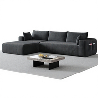 Modernes, wandelbares, vakuumkomprimiertes, modulares 3-teiliges Chenille-Würfelsofa, L-förmiges Lazy Cloud Ecksofa für das Wohnzimmer
